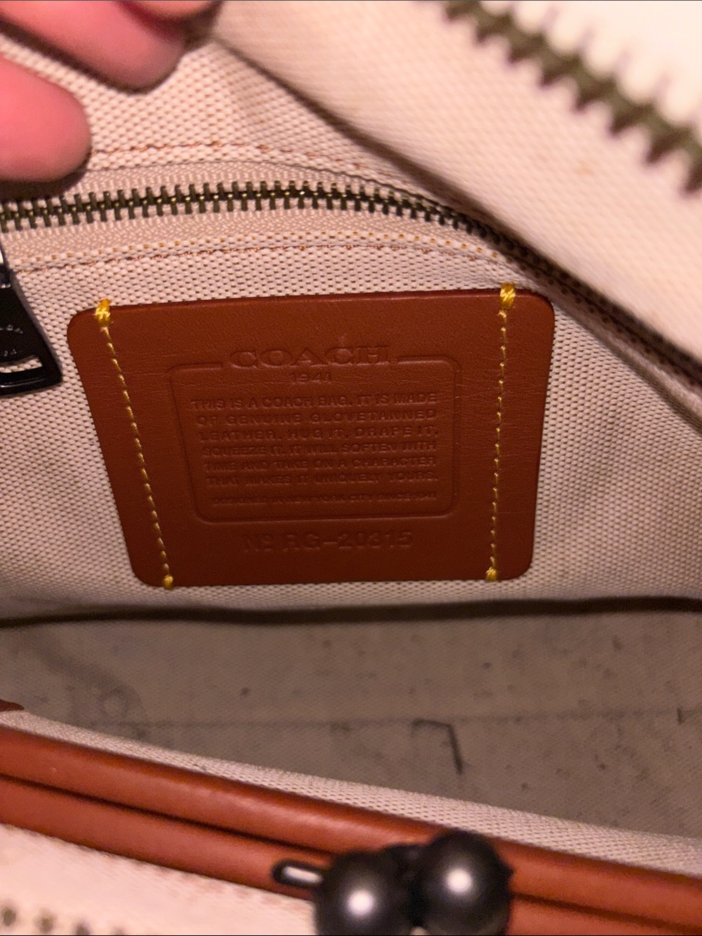 Coach Rogue Green Leather Satchel with Cream Trim and snakeskin handles. - Picture 6 of 11